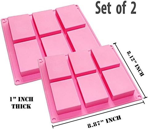 [Pack of 2] 6 Cavity Silicone Soap Mold Rectangular Cake Mold DIY Handmade Chocolate Mold ornament making ~ Cafolo