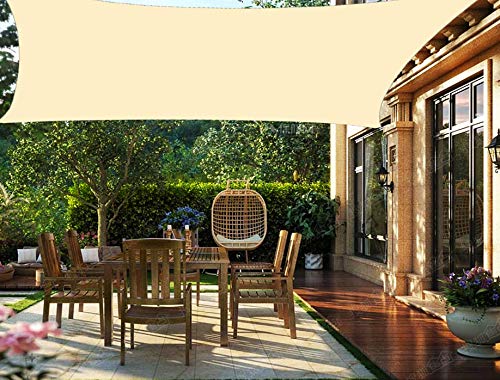 HENG FENG Sonnensegel Rechteckig 3x4m Wasserdicht PES Polyester Sonnenschutz Windschutz Wasserabweisend UV Schutz für Balkon Garten Terrasse Beige