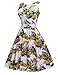 ACEVOG Vintage Scoop Neck Cocktail Bridesmaid Dress Party Dress Light Yellow M