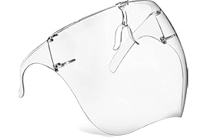 PICCIRCUIT Face Shield with Glasses 4 Pack, Anti -Fog Clear Face Mask Full Face Protection Splash Guard Reusable Breathable See Through Goggles Plastic Face Shields for Adults Working for Grinding and Cutting