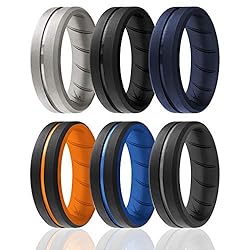 ROQ Silicone Rubber Wedding Ring for Men, Comfort