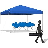 10x10 ft Pop Up Canopy Tent, Easy Up Instant Outdoor Canopy, Straight Legs, Wheeled Carry Bag - Blue