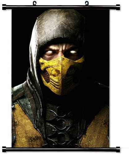 MiniGao Wall Scroll Poster with Mortal Kombat X Scorpio Ninja Mask Home Decor Wall Posters Fabric Painting 32 X 48 Inch