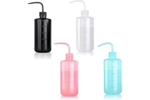 GENERIC 500ML 4PC Plastic Squeeze Bottle Safety Rinse Bottle Wash Bottle Squeeze Watering Can Water Squirt Irrigation Bottle Tattoo Wash Bottle for 500ML Medical Lab, Tattoo Supplies
