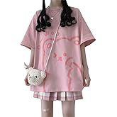 Tyadorw Womens Kawaii Shirt Aesthetic Shirts Harajuku Japanese Streetwear Kawaii Bear Graphic Tees Kawaii Oversized T Shirts