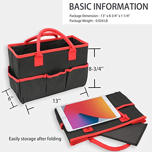 Craft and Art Bag for Supplies with Pockets, Black Oxford Tote Bag for Artist, Kid, Teacher Organizer Storage