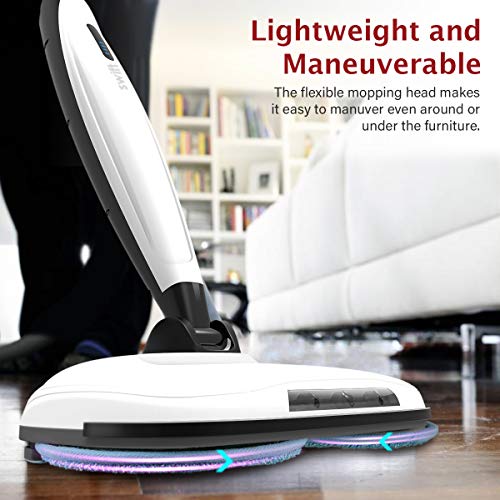 Comfyer Swift Cordless Electric Spin Mop, Floor Cleaner Mop, 2 in 1 Power Scrubber Brush & Polisher with Microfiber Reusable Pads and Water Spray for Hard Wood, Tile, Vinyl, Marble, Laminate Floor