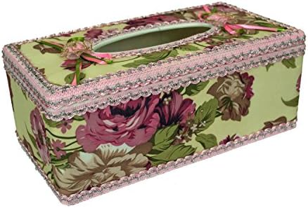 Plastic Paper Tissue Holder Box with Rose Designed Fabric Cover Choice Of Design (Design 2)