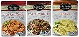 Saffron Road Authentic Recipe Simmer Sauce 3 Flavor Variety Bundle: (1) Thai Red Curry, (1) Korma, and (1) Korean Stir Fry Simmer Sauce, 7 Oz. Ea. (3 Pouches Total)