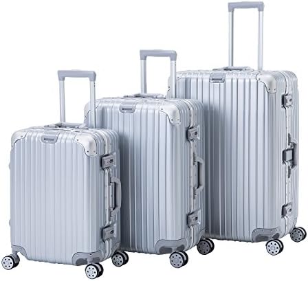 ORKAN AL frame design hard shell luggage Carry On Suitcase 1pc/3 pcs 4 wheels/light weight/TSA Lock Economic Silver