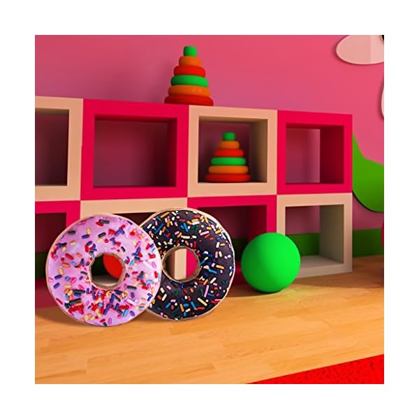 HYSEAS Round Throw Pillow 14 Inch Chocolate Donut, 3D Digital Print Decorative Comfortable Soft Plush Funny Food Shaped Pillow Light Weight Seat Pad Cushion for Couch, Chair, Floor, Sofa - Image 3
