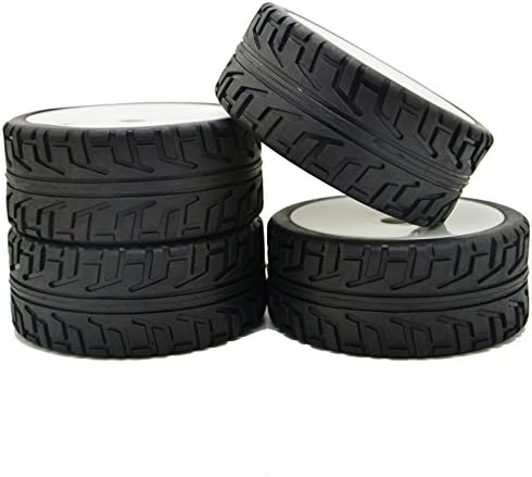 4x Front and Rear Same Size 1/8 Scale RC Tyre Tires with H Pattern Plastic Wheels Grey