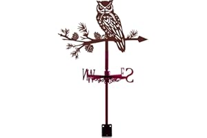 SUPERDANT Owl Weather Vane Animal Wind Vanes for Yard Animals Metal Weathervane Roof Mount for Gardens Outside Reddish Copper Weathervanes Farmhouse Farm Barn Sheds Patio Decorations