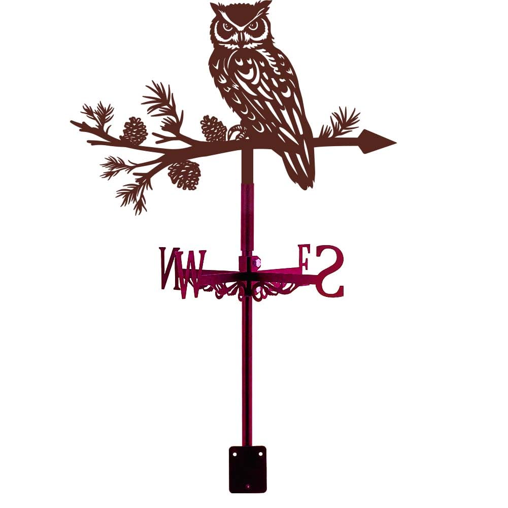 SUPERDANT Owl Weather Vane for Roof Mount Vintage Animal Weathervanes Decorative Wind Vane Copper Red Weathervane Metal Wind Direction Indicator for Farmhouse Yard Outdoor Barn Sheds Patio
