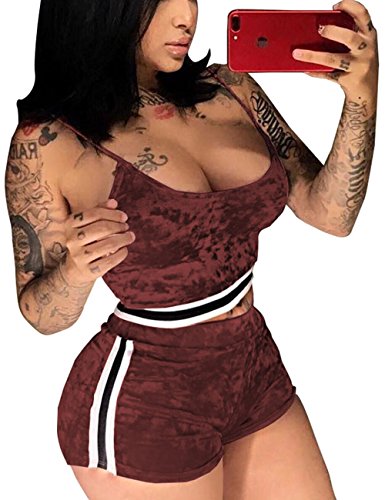 Spaghetti Strap Backless Crop Tops and Side Stripe Shorts Club Wear for Women