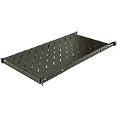 Navepoint 1U 19-Inch Fixed 4-Post Rack Mount Server Shelf with Adjustable Depth from 18-42 Inch Black