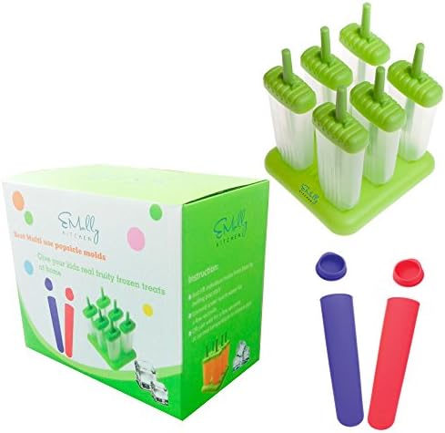 Emolly Kitchen Popsicle Molds Includes 2 Bonus Tubes Dishwasher Safe, Set of 8