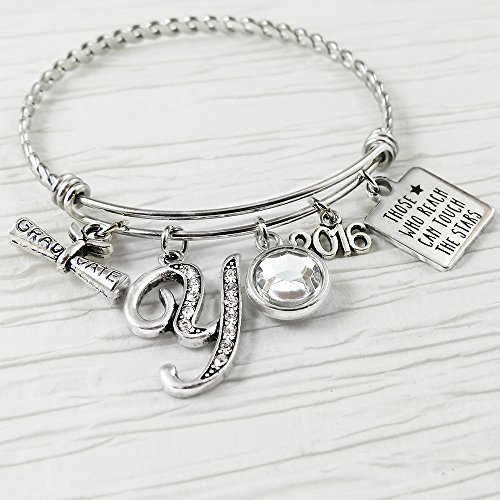 Graduation Bangle Bracelet, Graduate charm bracelet, Those who reach can touch the stars