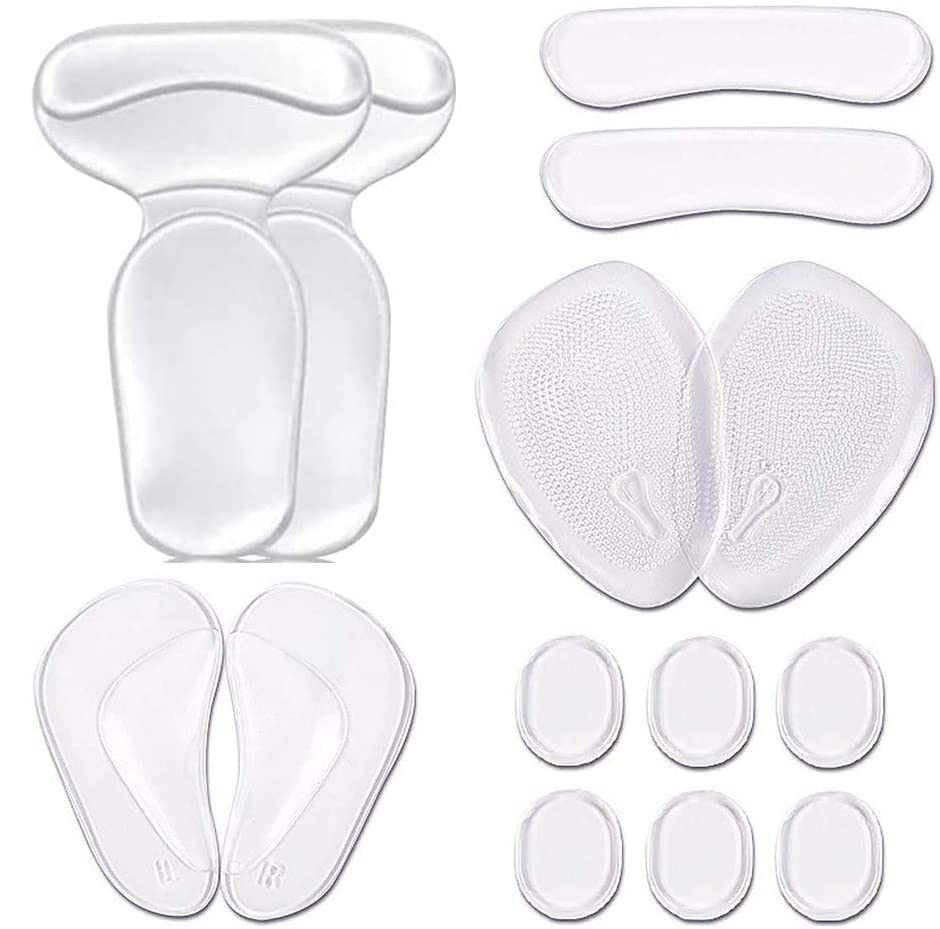 [ Value 14PCS ] Heel Grips Liners and Arch Support,Clear Back Heel Insoles Cushions for High Heels by Blomed,Gel Shoe Inserts for Men & Women Ball of Foot Pads for Foot Pain Relief (Transparent)