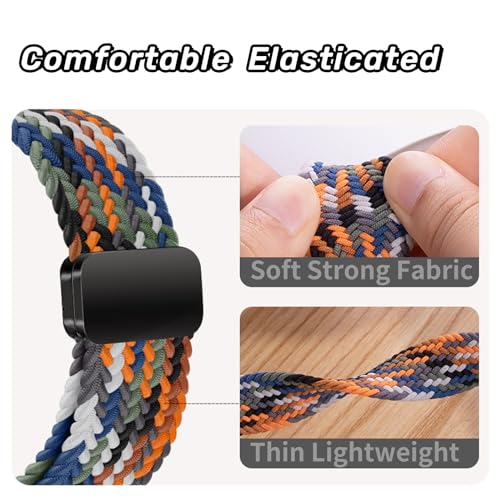 Compatible with Apple Watch Strap 49mm 46mm 45mm 44mm 42mm 41mm 40mm, Elasticated Magnetic Nylon Strap Band for IWatch Series 10/9/8/7/6/5/4/SE 2/Ultra 3/2 Men Women