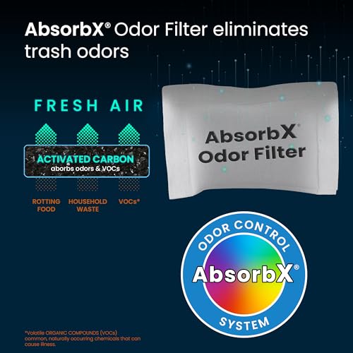 iTouchless Official AbsorbX Trash Can Deodorizer 3-Pack, All Natural Activated Charcoal Odor Absorber Stops Garbage Smells, Air Filter Freshener for 8 Gal and Larger Waste Bins with Compartment