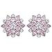 EleQueen 925 Sterling Silver Full Cubic Zirconia Bridal Flower Stud Earrings 15mm Pink