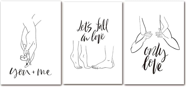 AdoDecor Mano y pie Dibujo Lineal Pintura Abstracta de la Lona Vamos a