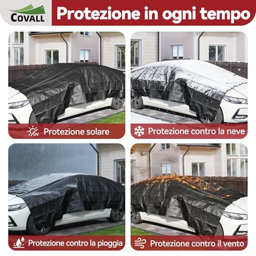 COVALL Waterproof Tarpaulin 115 g/m² 3 x 4 m Black Tear-resistant Anti-UV with Metal Eyelets Multipurpose for Camping, Garden, Car and Trampoline