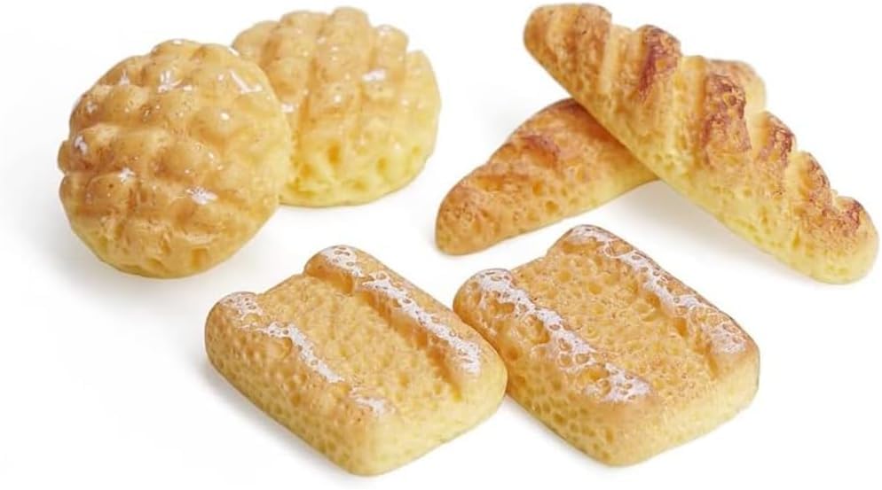 6Pcs Hyper-Realistic Miniature Bread Set, 1/12 Scale Resin Food Props for Dollhouse Kitchens, Model Train Scenes, Photography and Mini Bakery Displays