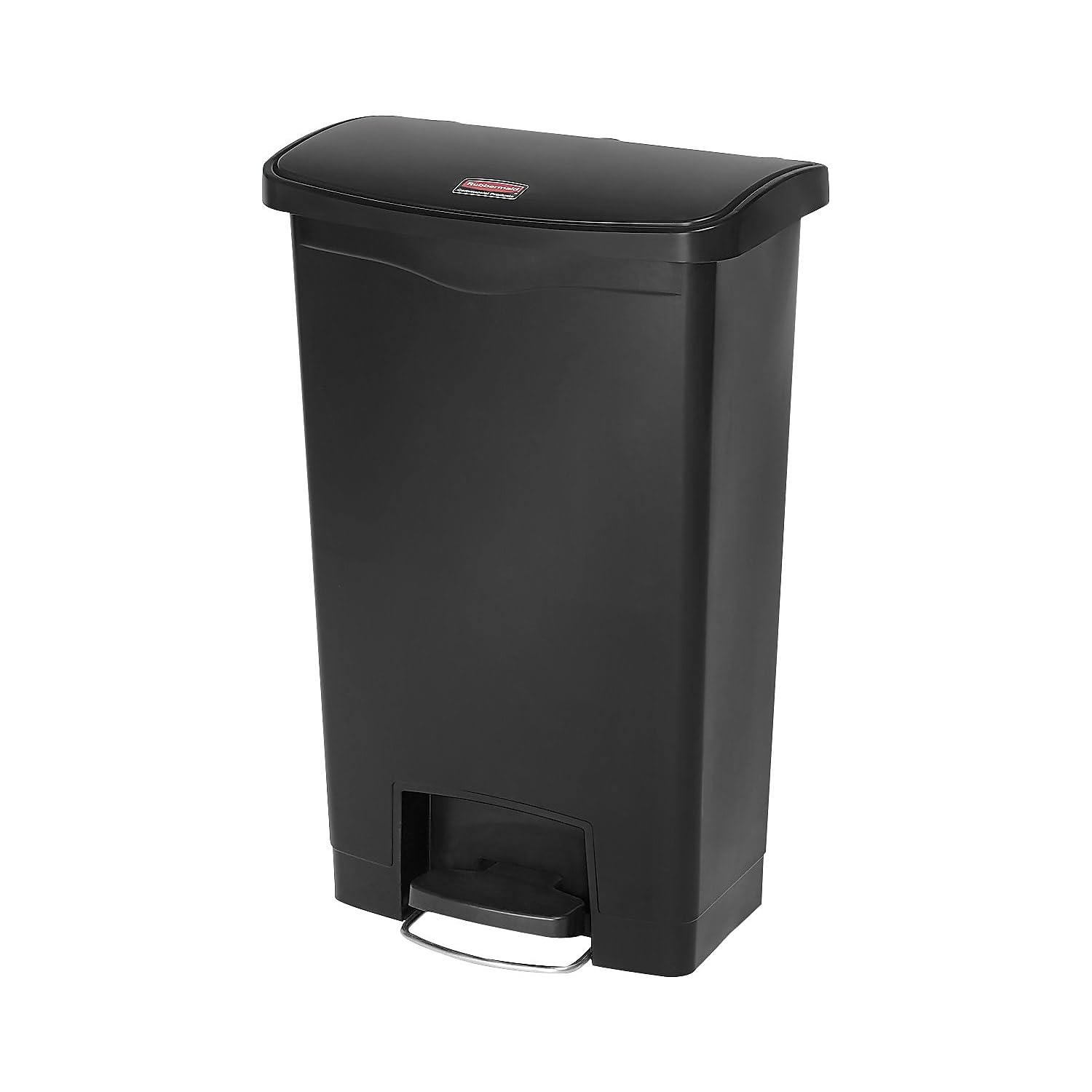 Rubbermaid Commercial Products Slim Jim Step-on Resin Front Step Waste Receptacle Bin 50 Litre Black 1883611