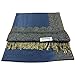 Paskmlna Border Pattern Double Layered Reversible Woven Pashmina Shawl Scarf Wrap Stole (#10dark blue)