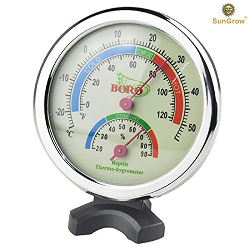SunGrow Humidity and Temperature Meter, 3 Inches, Analog Gauges for
