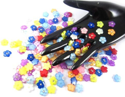 500Pcs Assorted DAISY Resin Flower Loose Flatback - 12mm - with crystals swarovski Rhinestone beads - wholesale Lot supplies scrapbook jewelry crafts - embellishing Scrapbook Card weddings work hair clips headbands hats