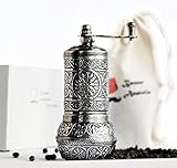 Bazaaranatolia Turkish Grinder, Spice Grinder, Salt Grinder, Pepper Mill 4.2'' (Dark Silver)