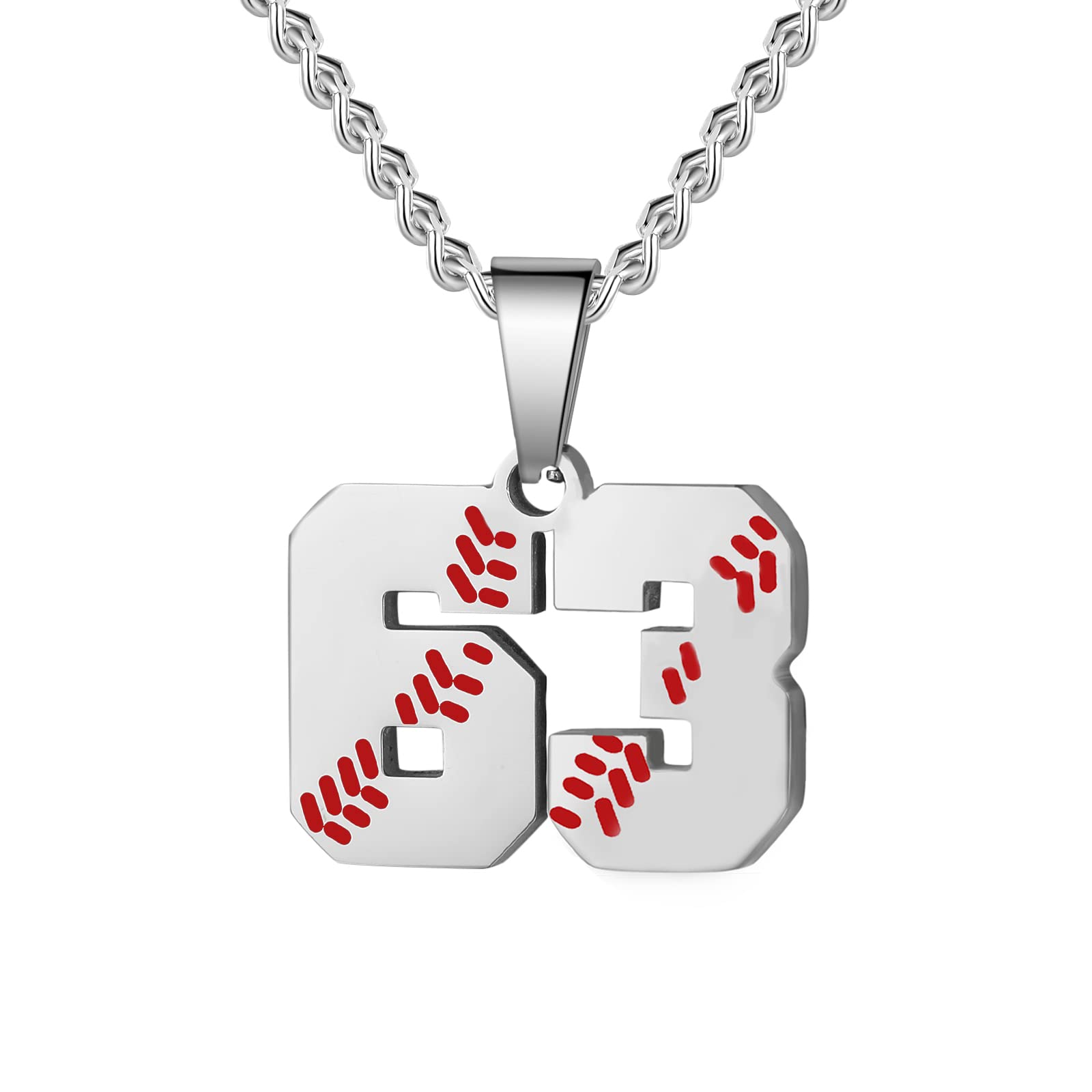HattiDoris Baseball Number Necklace for Men 00-99
