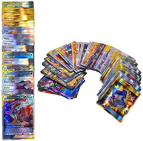 coreychen 120PCS Poke Game Cards, Children's Visual Perception Skills Development Cards for Mega Cards GX Cards Tag Teams Includes 80 TAG Team, 20Mega and 20 GX