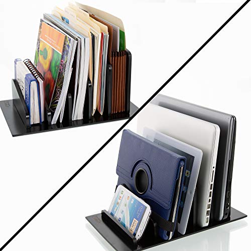 Prosumer's Choice Bamboo 5 Device Tablet Smartphone Rack and Desktop Organizer Holder for File Folders Magazines - Black