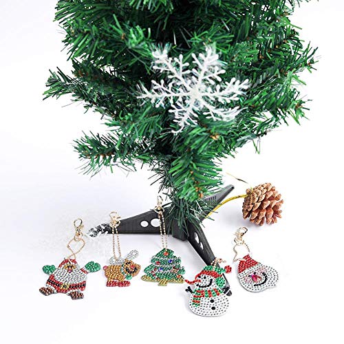 DIY Diamond Painting Keychain Christmas Santa Claus Key Ring, 5D Full Drill Mosaic Making Diamond Painting Pendant for Art Craft Key Ring Phone Charm Bag Decor(5 Pack)