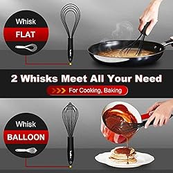 Silicone Whisk set, Walfos 11'' Flat Whisk and