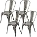 Tribeca Modern Lemoderno Galvanized Steel Side Chair (4, Gun Metal)