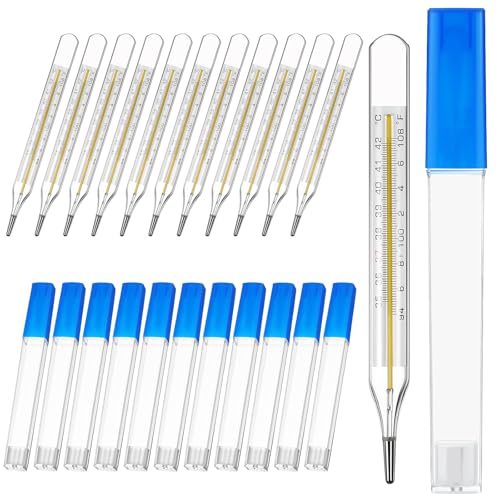 MAGICLULU 12Pcs Glass Oral Temperature for Adults Precise Measurement Fast Reading for Elderly Family Dual Scale ℃ & ℉
