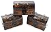 Well Pack Box 3 Pack Modern Wooden Pirate Treasure Chest Coins - 3 Compartments, Stackable