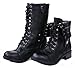 JJF Shoes H-7 Black Plaid Military Combat Foldable Cuff P-Leather Zipper Lace Up Boots-8