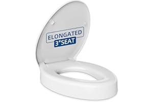 Elevated Toilet seat 3 inch, Elongated Toilet seat risers for Seniors, Slow Close, Heavy Duty, Never Loosen, Raised Toilet se