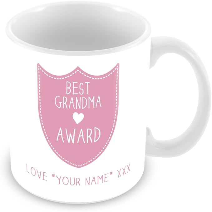 Best Grandma Award Shield Personalised Mug/Cup (Add Name Who Mug is