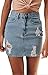 USGreatgorgeous Womens High Waist Distressed Ripped Denim Short Jean Skirts Package Hip Mini Skirts (M,Dark Blue)
