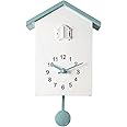 Cuckoo Clock with Chimer Cuckoo Sound Clocks with Pendulum Bird House, Battery Powered, Home Living Room Hanging Watch Horologe Clocks Timer Kitchen Wall Decoration(White+Grey)