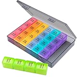 Large Monthly Pill Organizer 28 Day Case, Sukuos Large 4 Week Month Pill Cases with Gray Dust-Proof Box for Pills/Vitamin/Fish Oil/Supplements
