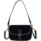 POAPRRD Suede Crossbody Bags for Women Small Suede Purse Retro Shoulder Bag Handbag with Two Straps