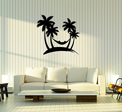 Wall Decal Palm Beach Hammock Summer Vacation Vinyl Sticker (ed1007)